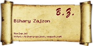 Bihary Zajzon névjegykártya